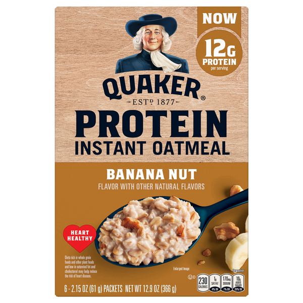 Quaker Banana Nut Protein Instant Oatmeal - 6 ct