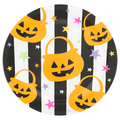 Smart Living Round Halloween Platter Striped with Pumpkins