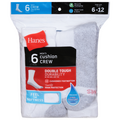 Hanes Men's Double Tough Cushion Crew Socks 6-12 White