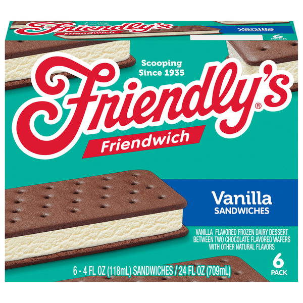 Friendly's Friendwich Vanilla Ice Cream Sandwiches - 6 ct