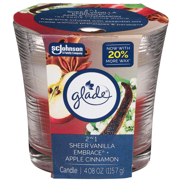 Glade 2-in-1 Sheer Vanilla Embrace & Apple Cinnamon Candle
