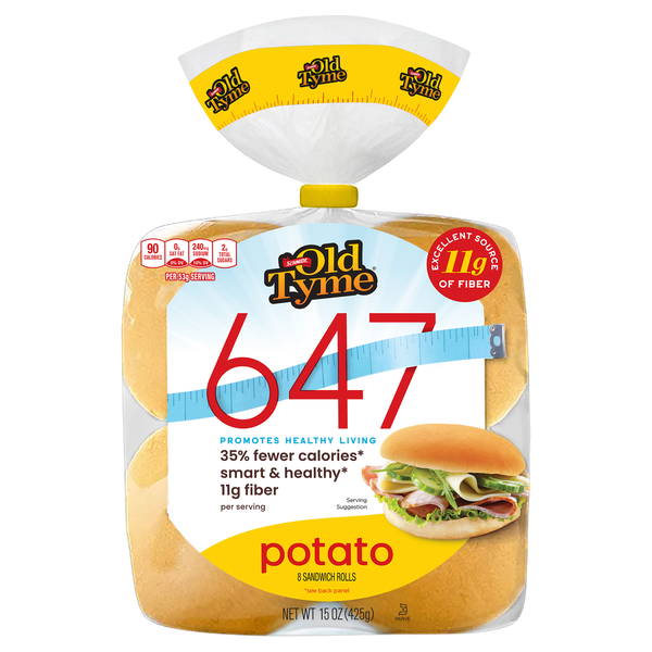 Schmidt Old Tyme 647 Low Calorie High Fiber Potato Sandwich Rolls - 8 ct