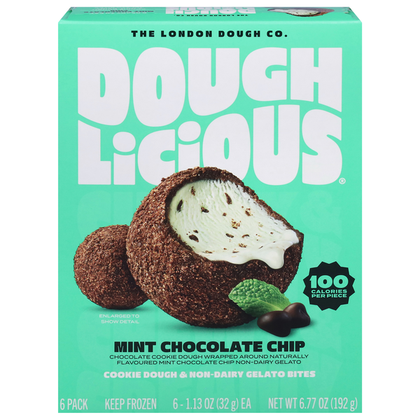 Doughlicious Non-Dairy Mint Chocolate Chip Cookie Dough & Gelato Bites 6ct
