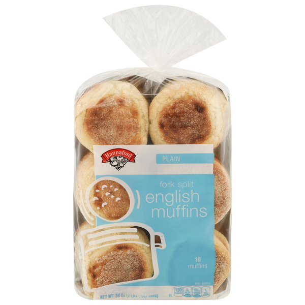 Hannaford Plain Fork Split English Muffins - 18 ct