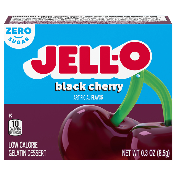 Jell-O Zero Sugar Black Cherry Gelatin Dessert Mix