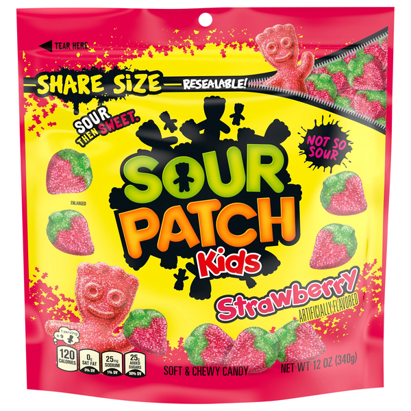 Sour Patch Kids Strawberry Sour Then Sweet Soft & Chewy Candy Share Size