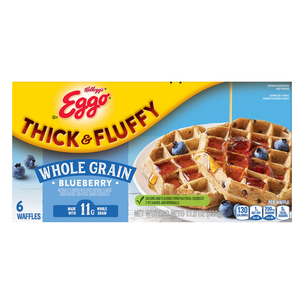 Save on Eggo Thick & Fluffy Whole Grain Waffles Blueberry 6 ct Order