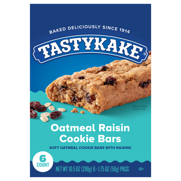 Tastykake Oatmeal Raisin Soft Cookie Bars - 6 ct