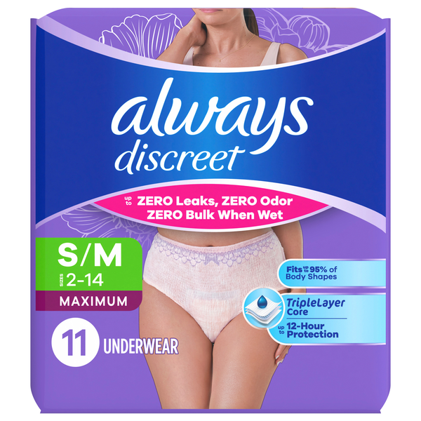 Always Discreet Women's Incontinence Underwear Size S/M