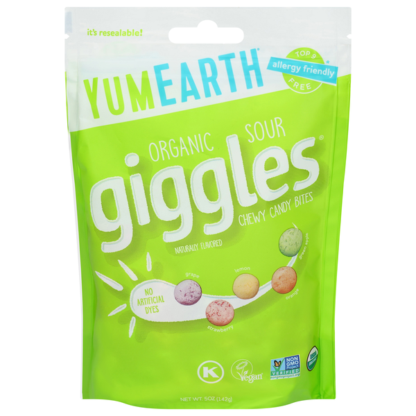YumEarth Organic Gluten Free Vegan Giggles Sour Chewy Candy Bites