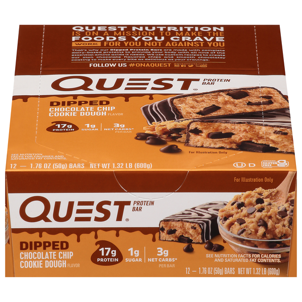Save on Quest Dipped Protein Bar Chocolate Chip Cookie Dough 12 ct