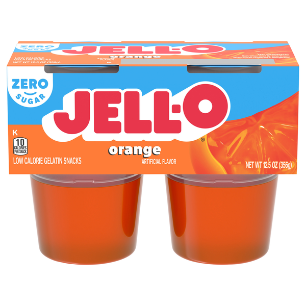 Jell-O Zero Sugar Orange Gelatin Snack Cups - 4 ct