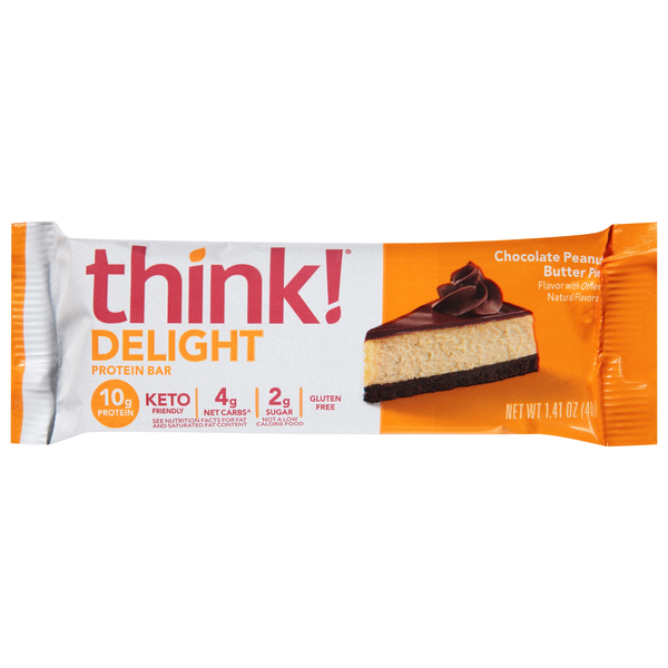 think! Delight Keto Friendly Chocolate Peanut Butter Pie 10g Protein Bar