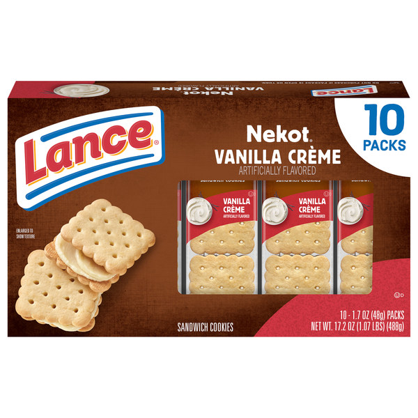 Lance Nekot Vanilla Creme Sandwich Cookie Packs - 10 ct