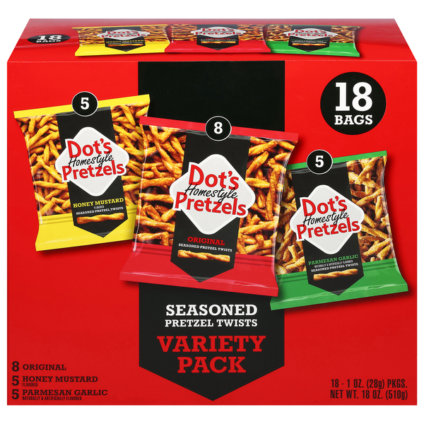 Dot's Homestyle Seasoned Pretzel Twists Variety Pack - 18 ct