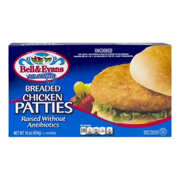 Save on Bell & Evans Air Chilled Breaded Chicken Patties 4 ct Frozen
