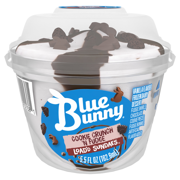 Blue Bunny Load'd Sundaes Cookie Crunch 'n Fudge Frozen Dairy Dessert