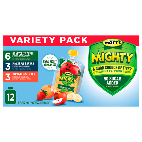 Mott's Mighty Assorted Flavor Applesauce Pouches - 12 ct