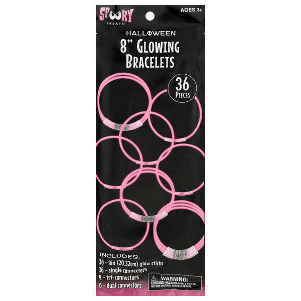 Spooky Treats Halloween Glowing Bracelets 8 Inch Pink