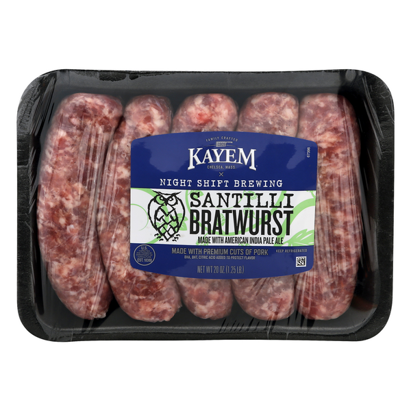 Kayem Night Shift Brewing Santilli Pork Bratwurst - 5 ct