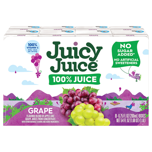Juicy Juice No Added Sugar 100% Grape Juice Boxes - 8 pk