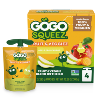 GoGo squeeZ Fruit & Veggiez on the Go Zippin' Zingin' Pear - 4 ct