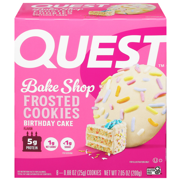 Quest Keto Friendly Birthday Cake 10g Protein Frosted Cookies - 8 ct