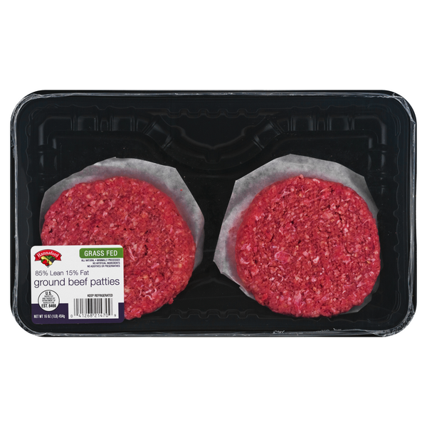 Hannaford Grass-fed 85% Lean Ground Beef Burger Patties - 4 ct Fresh