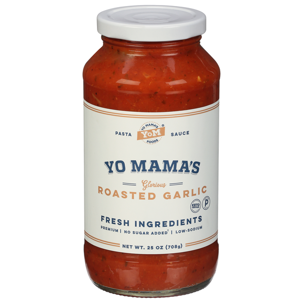 Save on Yo Mama's Roasted Garlic Pasta Sauce No Sugar Added Low Sodium