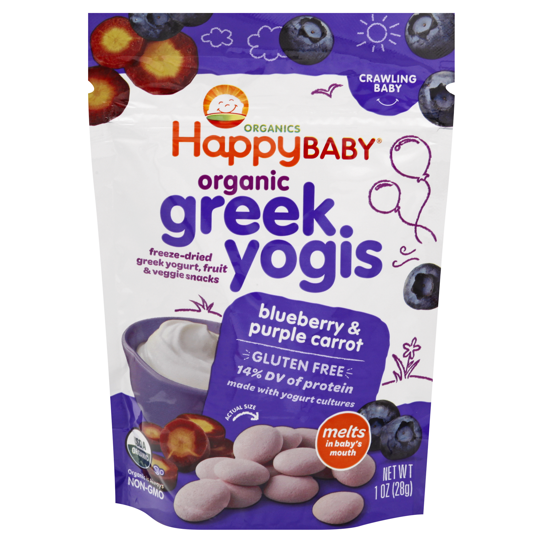 Happy Baby Happy Baby Greek Yogis Yogurt & Fruit Snacks Blueberry & Purple Carrot