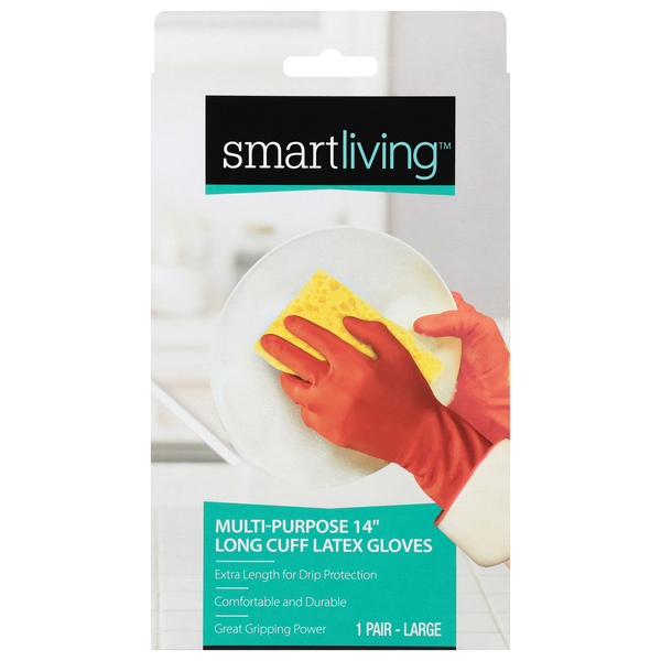 Smart Living Multi-Purpose Long Cuff Latex Gloves 14 Inch Large