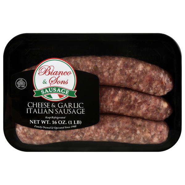 Bianco & Sons Cheese & Garlic Italian Sausage - 3 ct Fresh