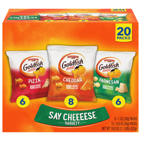 Pepperidge Farm Goldfish Say Cheeeese Baked Crackers Variety Packs - 20 ct