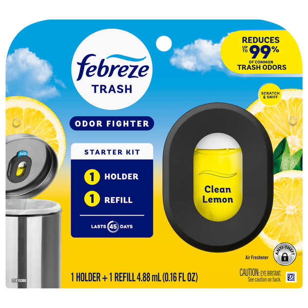 Febreze Trash Odor Fighter Clean Lemon Scent Starter Kit