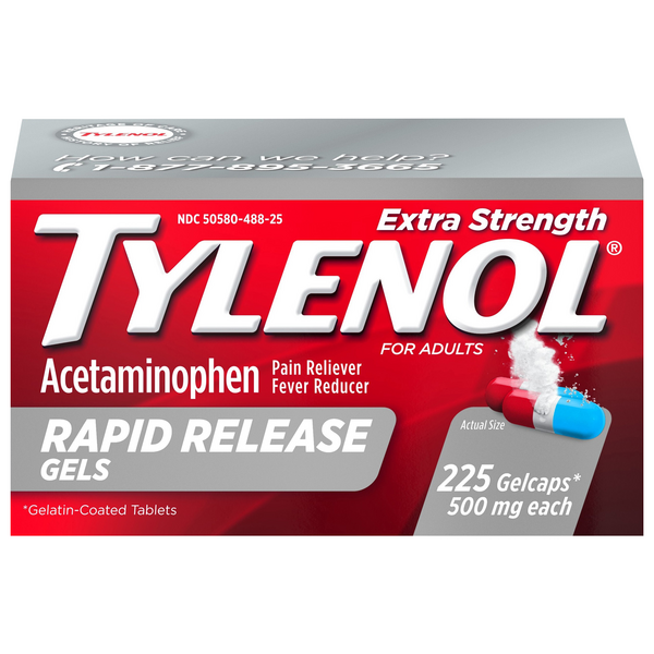 Tylenol Extra Strength Acetaminophen Pain Relief 500 mg Rapid Release Gels