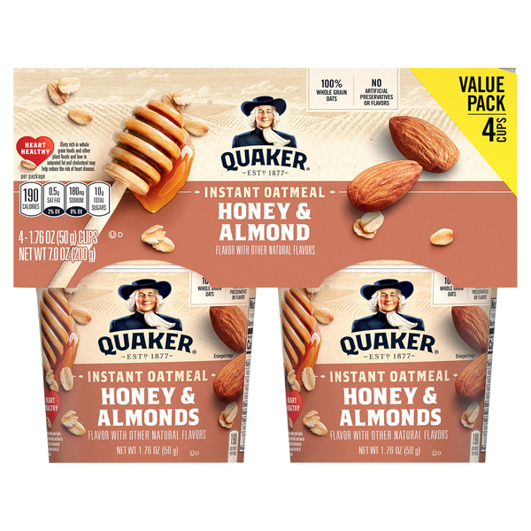 Quaker Honey & Almonds Instant Oatmeal - 4 ct