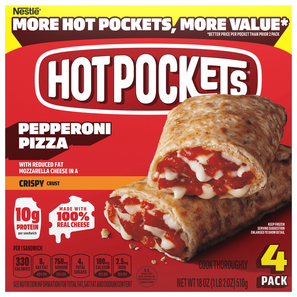 HOT POCKETS Pepperoni Pizza Crispy Crust Sandwiches - 4 ct Frozen
