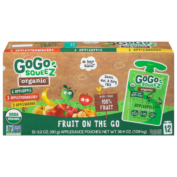 GoGo SqueeZ Organic Variety Pack Applesauce Pouches - 12 ct