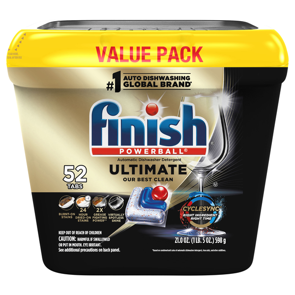 FINISH Powerball Ultimate Dishwasher Detergent Tabs Value Pack - 52 ct