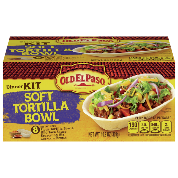 Old El Paso Soft Tortilla Bowl Dinner Kit - 8 ct
