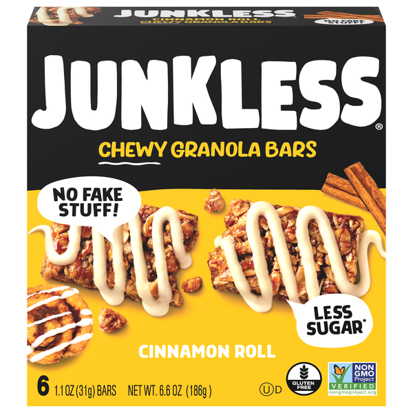 Junkless Gluten Free Chewy Cinnamon Roll Granola Bars - 6 ct