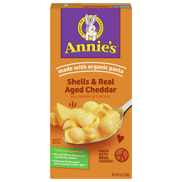 Save on Annie's Macaroni & Cheese Shells & Real Aged Cheddar Order