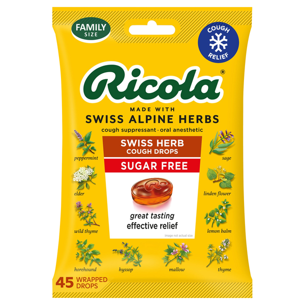Ricola Swiss Herb Sugar Free Cough Drops Family Size