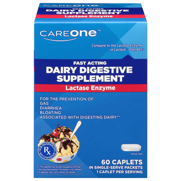CareOne Lactase Enzyme Dairy Digestive Supplement Caplets
