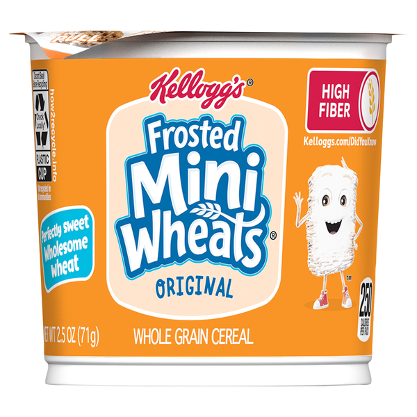 Kellogg's Frosted Mini Wheats Original High Fiber Whole Grain Cereal Cup