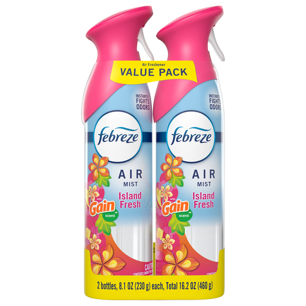 Febreze AIR Mist Gain Island Fresh Scent Freshner Trigger Spray - 2 ct