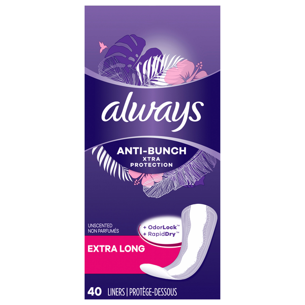 Always Anti-Bunch Xtra Protection Unscented Extra Long Liners