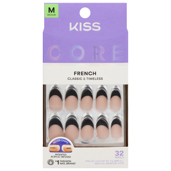 Kiss Core Magnetic French Nails Medium Length Full Of Fun