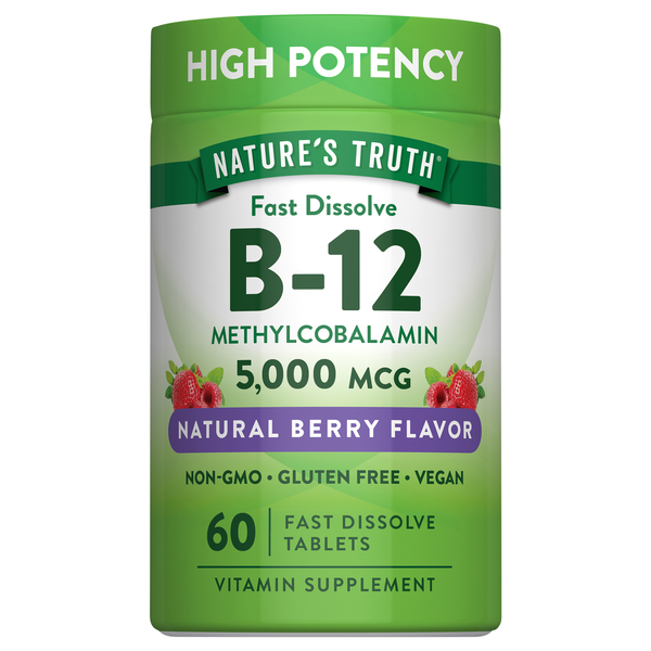 Nature's Truth Natural Berry Flavor 5000mg B-12 Fast Dissolve Tablets