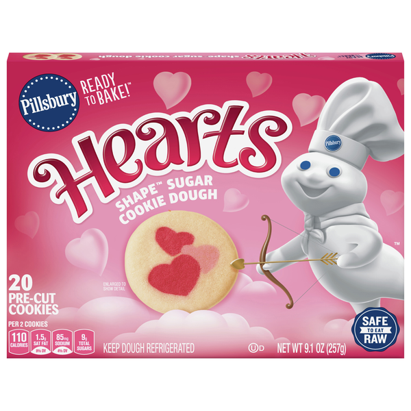 Pillsbury Valentine's Day Hearts Sugar Cookie Pre-Cut Dough - 20 ct